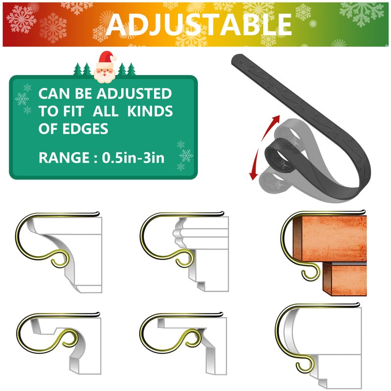 TAROSE Stocking Holders for Mantle  Christmas Stocking Holder Set of 4  Mantle Clip Fireplace Hooks Hanger for Christmas Party Decoration Supplies (Black) - Image 5
